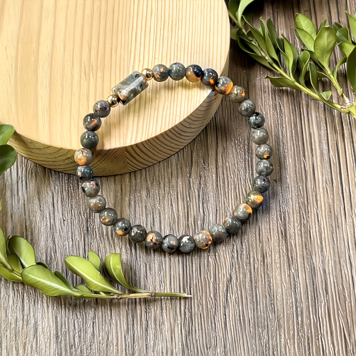 Natural Yooperlite Handmade Beaded Bracelet, Chakra Jewelry